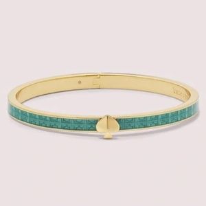 NWT Kate Spade Heritage Spade Green/Gold Tone Enamel Bangle Bracelet Hinged